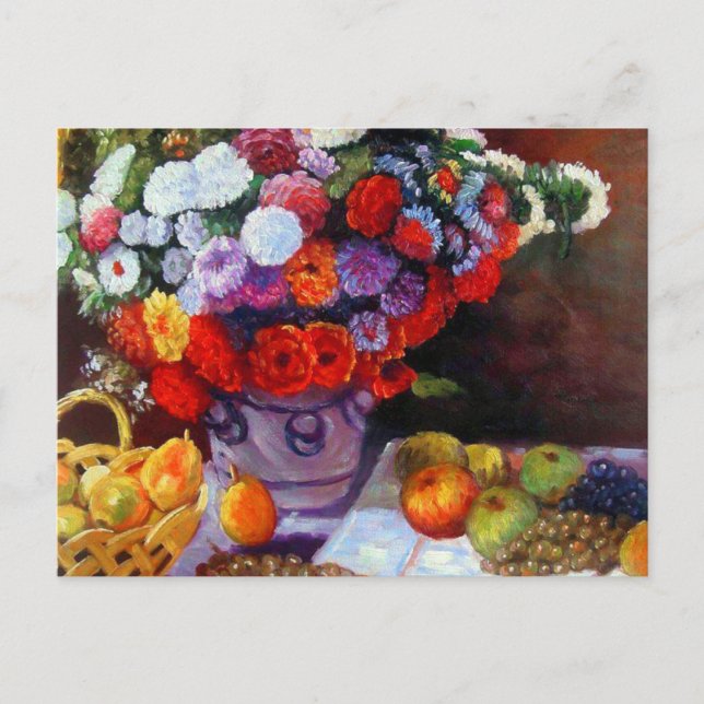 Carte Postale Fleurs de Monet et fruits (Devant)