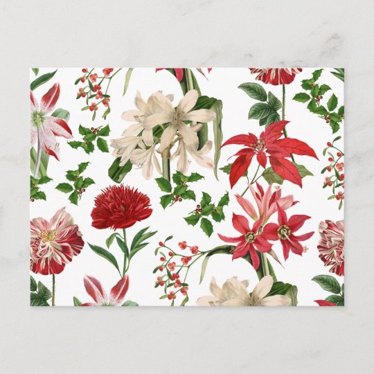 Carte Postale Fleurs De Noel Vintage Modernes Zazzle Fr