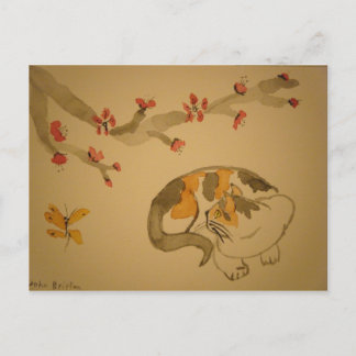 Carte Postale Fleurs de papillons et de prunes