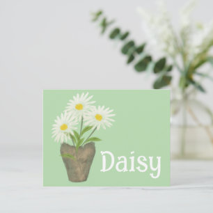 Carte Postale Fleurs de pâquerette mignonnes aquarelle avril ann