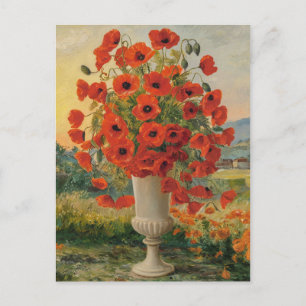 Carte Postale Fleurs de pavot dans un Vase, Style Van Goh, Color