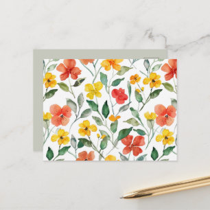 Carte Postale Fleurs de pêcher jaune rouge