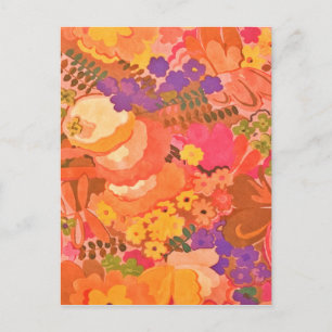 Carte Postale Fleurs de pêcher roses vintage aquarelle botanique