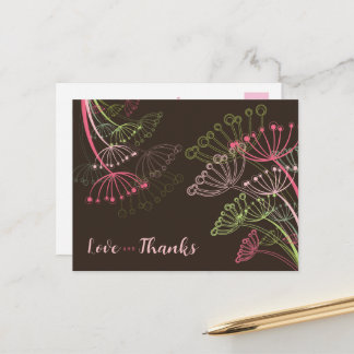 Carte Postale Fleurs de Pissenlits Roses Douces Chic Amour & Rem
