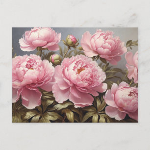 Carte Postale Fleurs de pivoine en fleurs 
