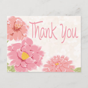 Carte Postale Fleurs de pivoine roses à l'aquarelle florale Merc