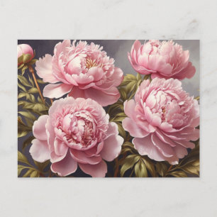 Carte Postale Fleurs de pivoines florissantes