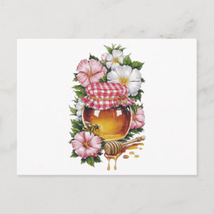 Carte Postale Fleurs de pot de miel à l'aquarelle vintage nostal