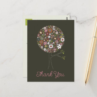 Carte Postale Fleurs de printemps colorées Pop Tree Girly Merci