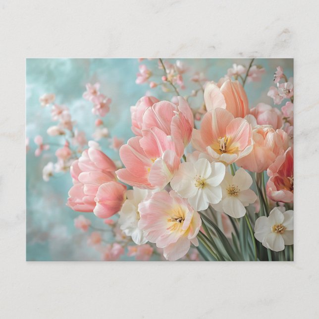 Carte Postale Fleurs de printemps pastel doux Design Flore délic (Devant)