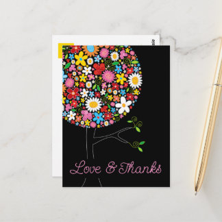 Carte Postale Fleurs de printemps Whimsical Pop Tree Chic Merci