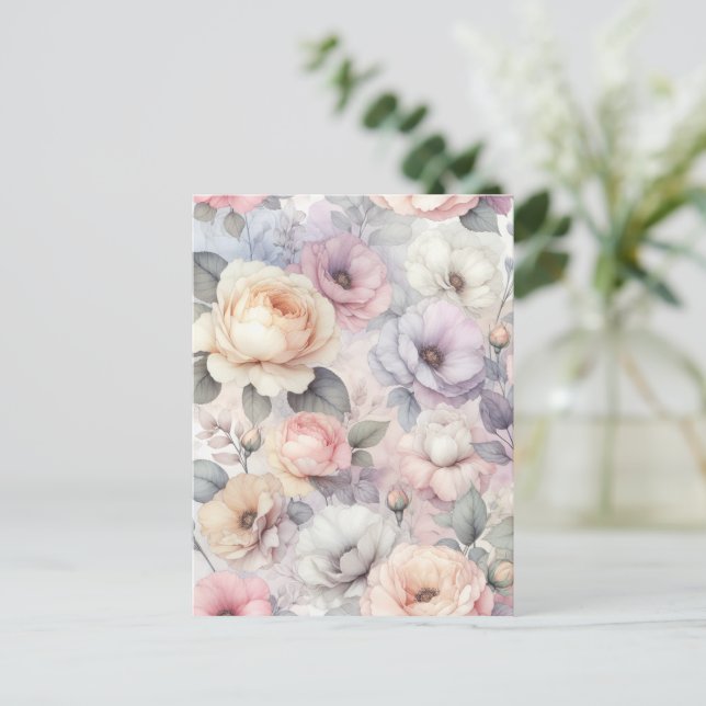Carte Postale Fleurs de rose élégantes (Debout devant)