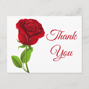 Carte Postale Fleurs de rose rouge Merci Floral