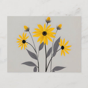 Carte Postale Fleurs de Rudbeckia Minimaliste