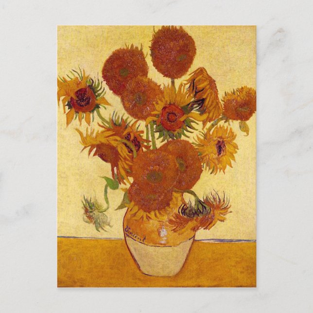 Carte Postale Fleurs de soleil dans un vase (F454) Van Gogh Art (Devant)