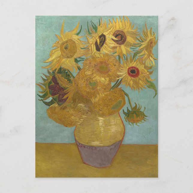 Carte Postale Fleurs de soleil dans un vase (F455) Van Gogh Art (Devant)