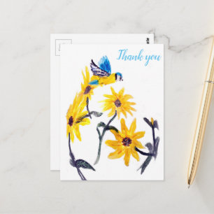 Carte Postale Fleurs de soleil jaunes Merci naturel Floral