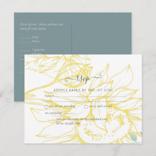 Carte Postale Fleurs de soleil modernes Mariage d'or Sage