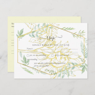 Carte Postale Fleurs de soleil modernes Mariage d'or Sage