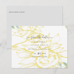 Carte Postale Fleurs de soleil modernes Mariage d'or Sage