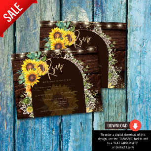 Carte Postale Fleurs de soleil rustiques Luminaires Arc Mariage 