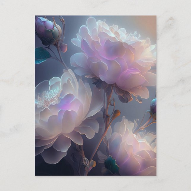 Carte Postale Fleurs de spectre de lumière Iridescente douce (Devant)