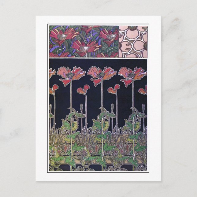 Carte Postale Fleurs de style Art Nouveau, Mucha (Devant)
