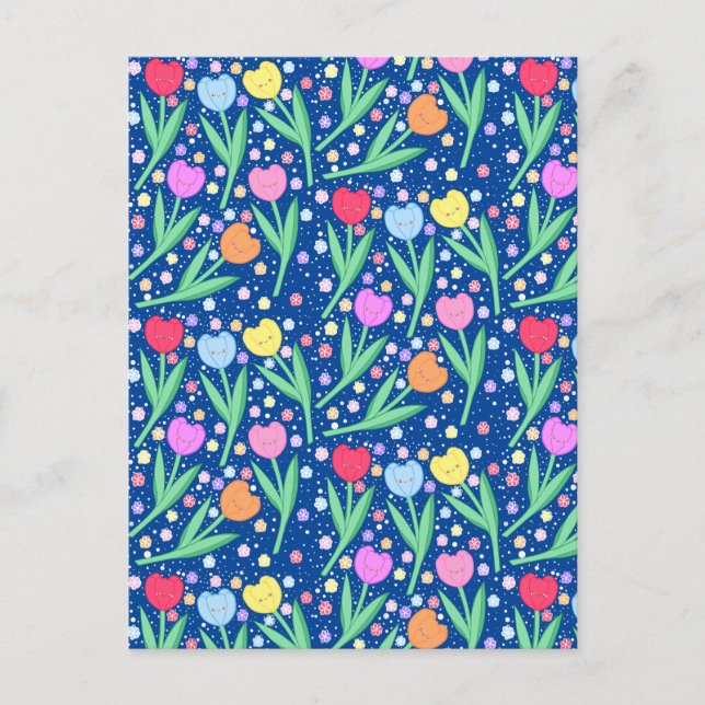Carte Postale Fleurs de tulipes colorées (Devant)