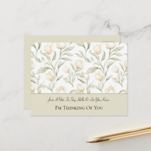 Carte Postale Fleurs de tulipes crème en pensant à vous