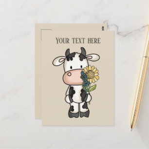 Carte Postale Fleurs de vache mignonne ajouter un message