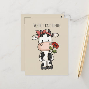 Carte Postale Fleurs de vache mignonne ajouter un message
