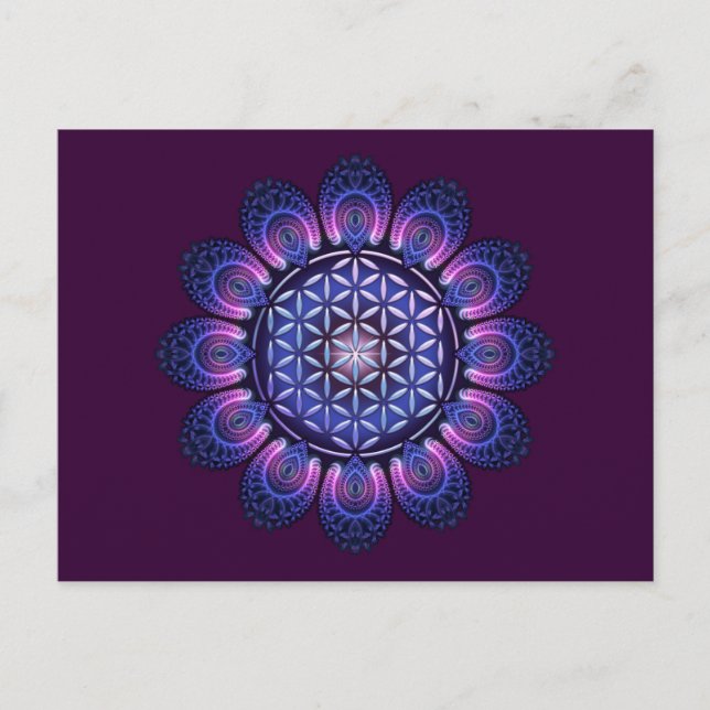 Carte Postale FLEURS DE VIE / Blume des Lebens - Mandala II (Devant)