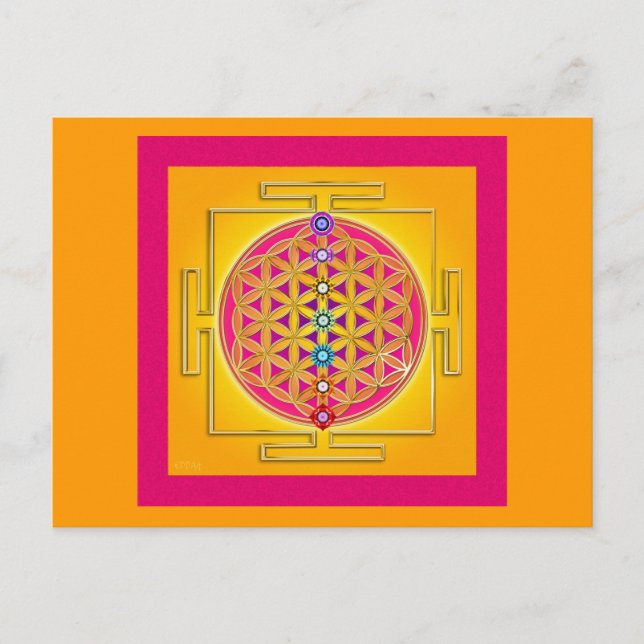 Carte Postale FLEURS DE VIE - Chakras Yantra (Devant)
