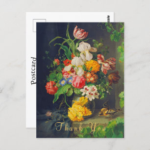 Carte Postale Fleurs de vie morte victoriennes Merci rose Roses