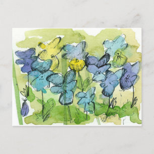 Carte Postale Fleurs de Viola Jardin de printemps Johnny Jump Up