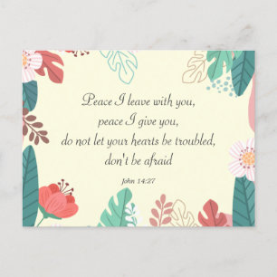 Carte Postale Fleurs dessinées à la main avec Jean 14:27 Verse d