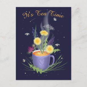 Carte postale Fleurs d'été de l'heure du thé
