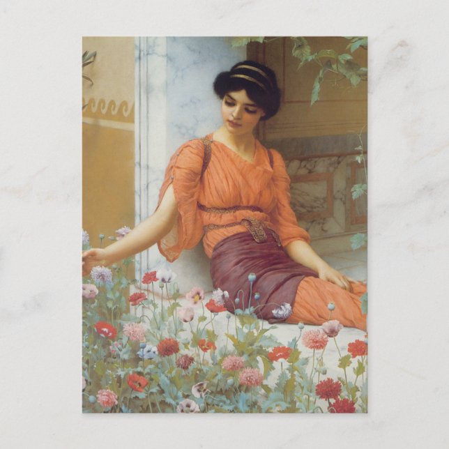 Carte Postale Fleurs d'été par John William Godward (Devant)