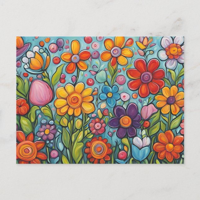 Carte Postale Fleurs d'été pleines de couleurs Whimsical (Devant)