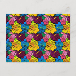 Carte Postale Fleurs d'Hibiscus aux couleurs vives