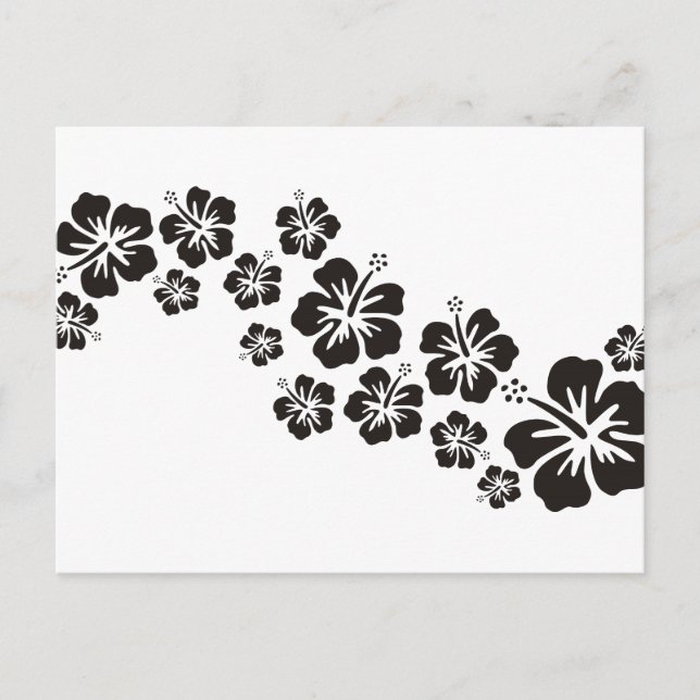 Carte Postale fleurs d'hibiscus en noir (Devant)