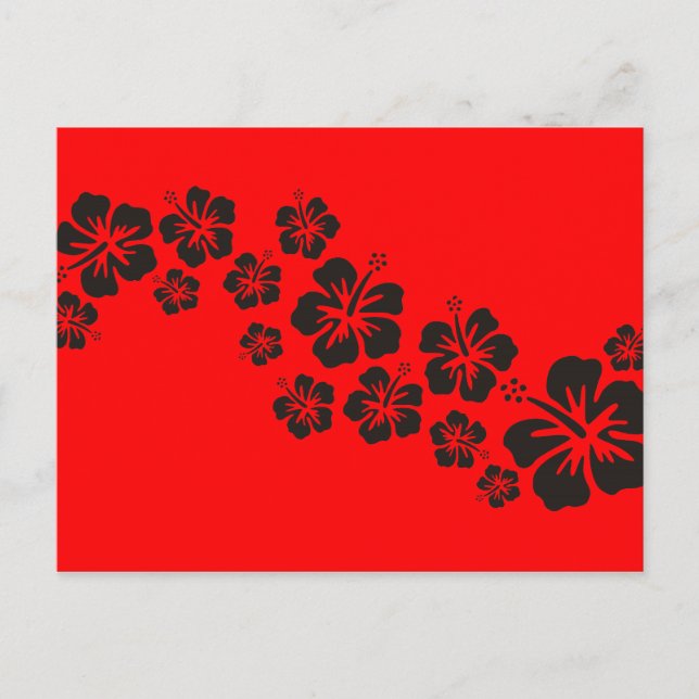Carte Postale fleurs d'hibiscus en noir | feu rouge (Devant)