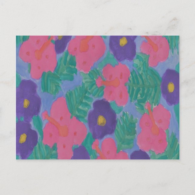 Carte Postale Fleurs d'Hibiscus tropicaux (Devant)