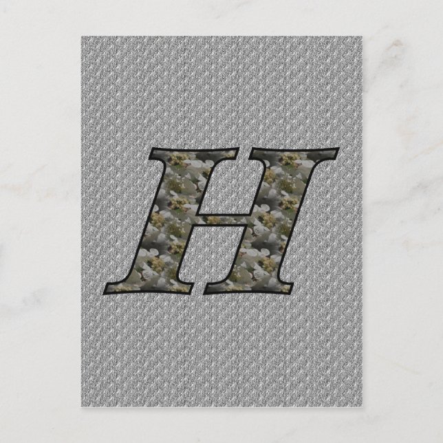 Carte Postale Fleurs d'hortensia à monogramme initial H (Devant)