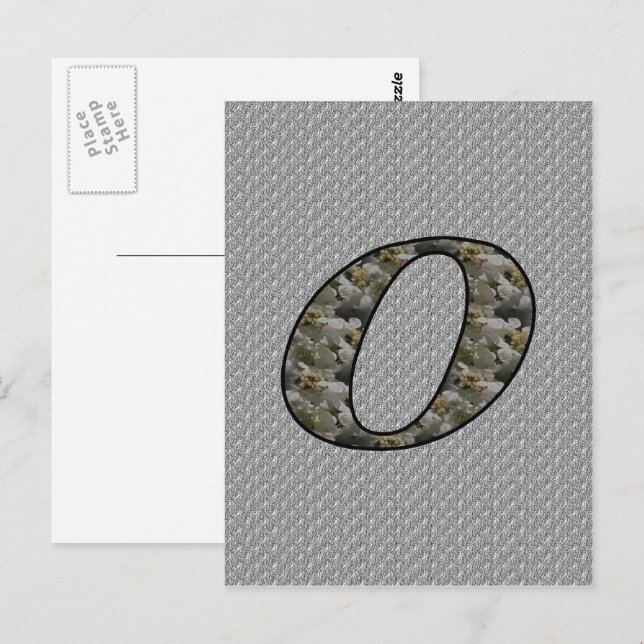 Carte Postale Fleurs d'hortensia à monogramme initial O (Devant / Derrière)