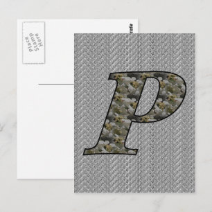 Carte Postale Fleurs d'hortensia à monogramme initial P