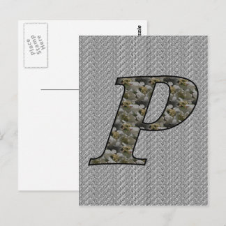 Carte Postale Fleurs d'hortensia à monogramme initial P