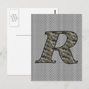 Carte Postale Fleurs d'hortensia à monogramme initial R