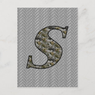 Carte Postale Fleurs d'hortensia à monogramme initial S