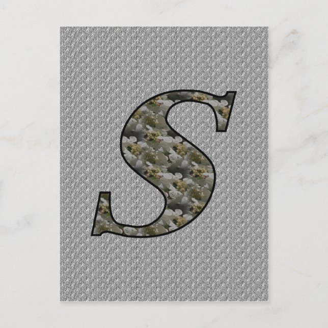 Carte Postale Fleurs d'hortensia à monogramme initial S (Devant)